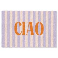 FUSSMATTE Ciao - Zitat - Pastell - Streifen Schmutzfangmatte 90x60 cm - Flieder, Kunststoff (90/0.4cm) - MuchoWow