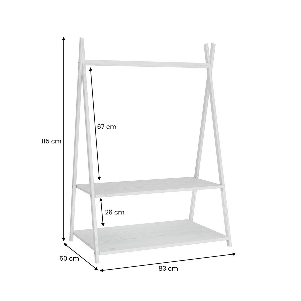 KINDERGARDEROBE DANILO - Weiß, Holz (82/115/50cm) - IDIMEX