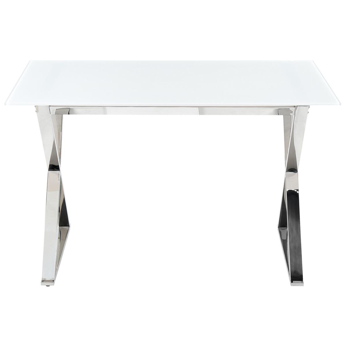 ESSTISCH 120/70/75 cm Weiß, Silberfarben Rechteckig Attica - Weiß, Glas (120/70/75cm) - Beliani