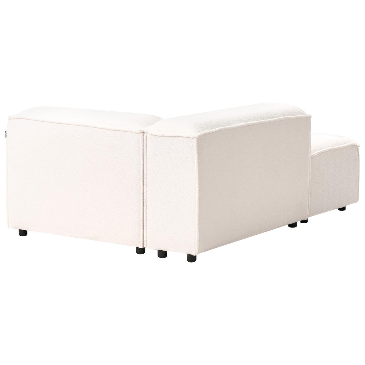 ECKSOFA Modul 2-Sitzer mit Ottomane Bouclé Cremeweiß rechtsseitig Ardal - Creme, Textil (240/180cm) - Beliani