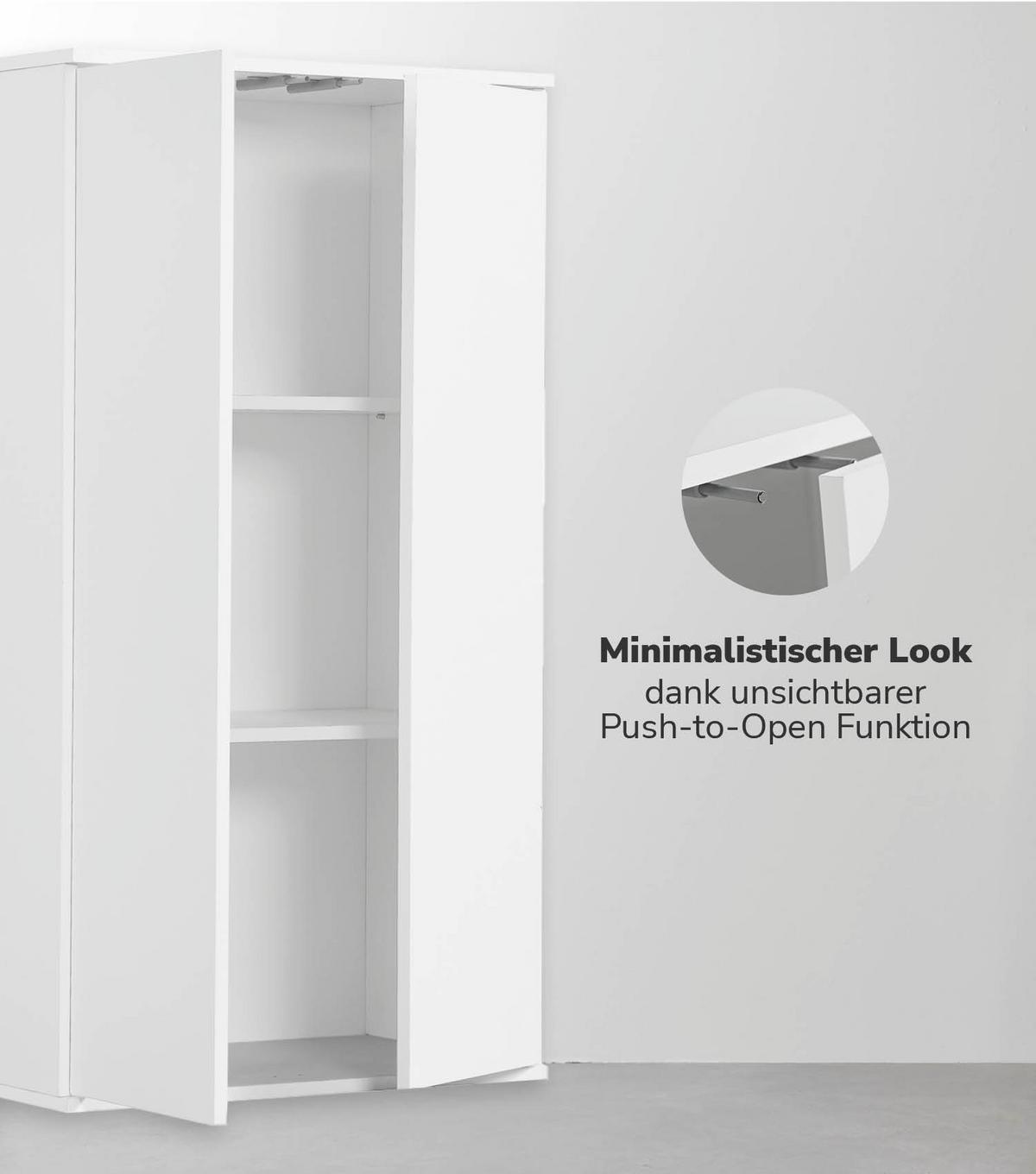 MEHRZWECKSCHRANK Der Schlanke - Weiß, Holzwerkstoff (60/110/34cm) - Mokebo