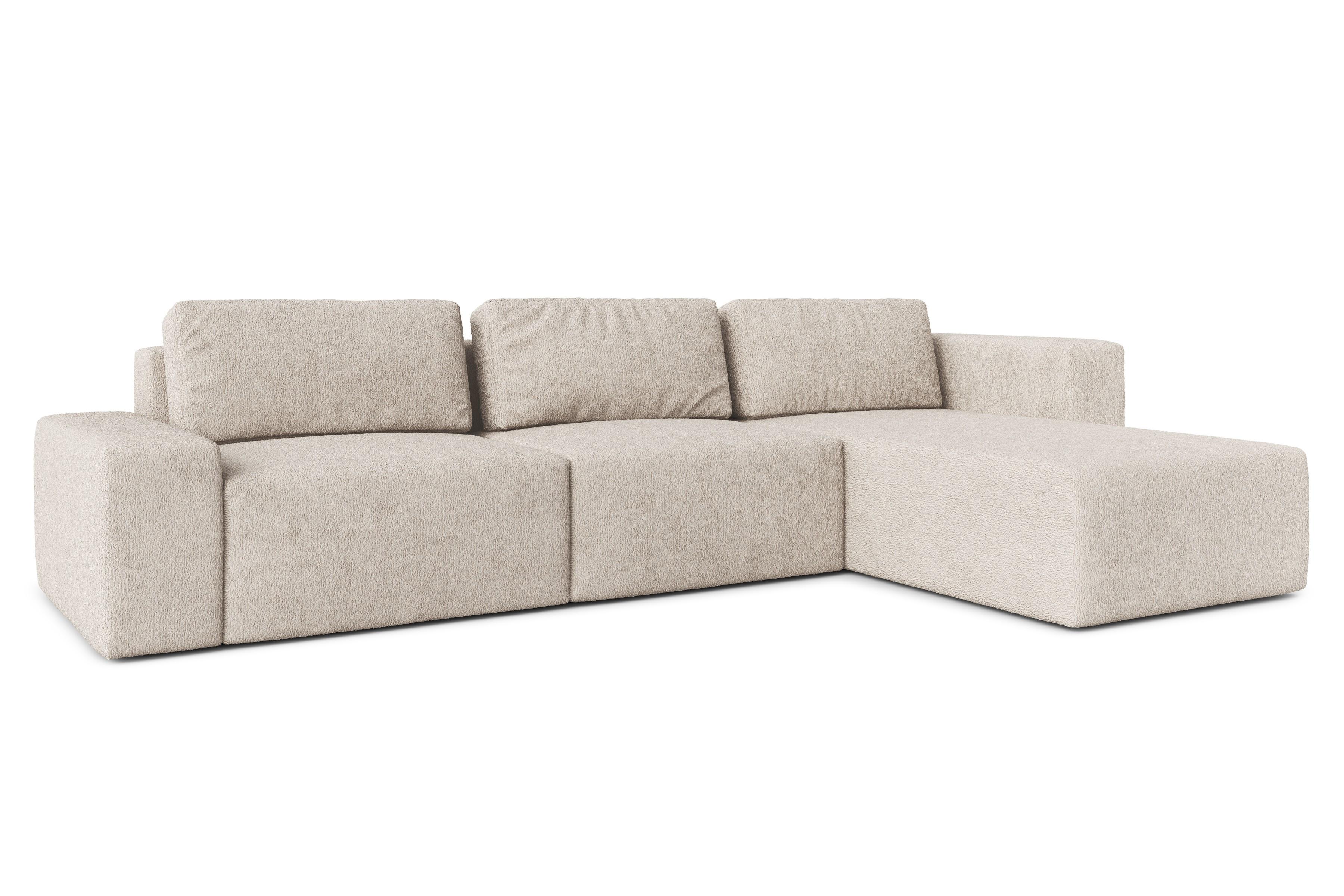 ECKSOFA L Form Arkleton Beige 360/180/93 cm Rechts Bequem & Modern - Creme/Schwarz, Kunststoff/Textil (360/180cm) - AX Living