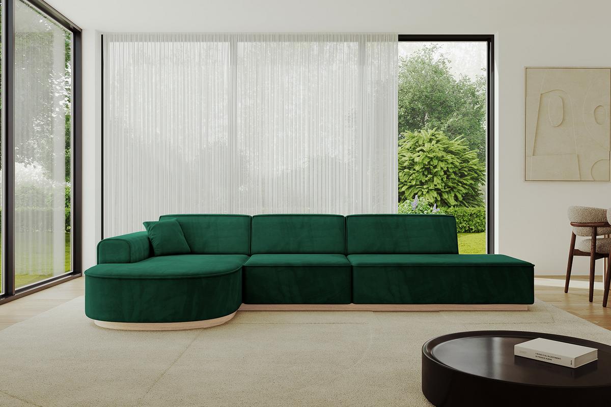 ECKSOFA Ottomane Links ARRIO-L2 - 328x171x83 cm Dunkelgrün - Grün, Holzwerkstoff/Textil (328/171cm) - ALTDECOR