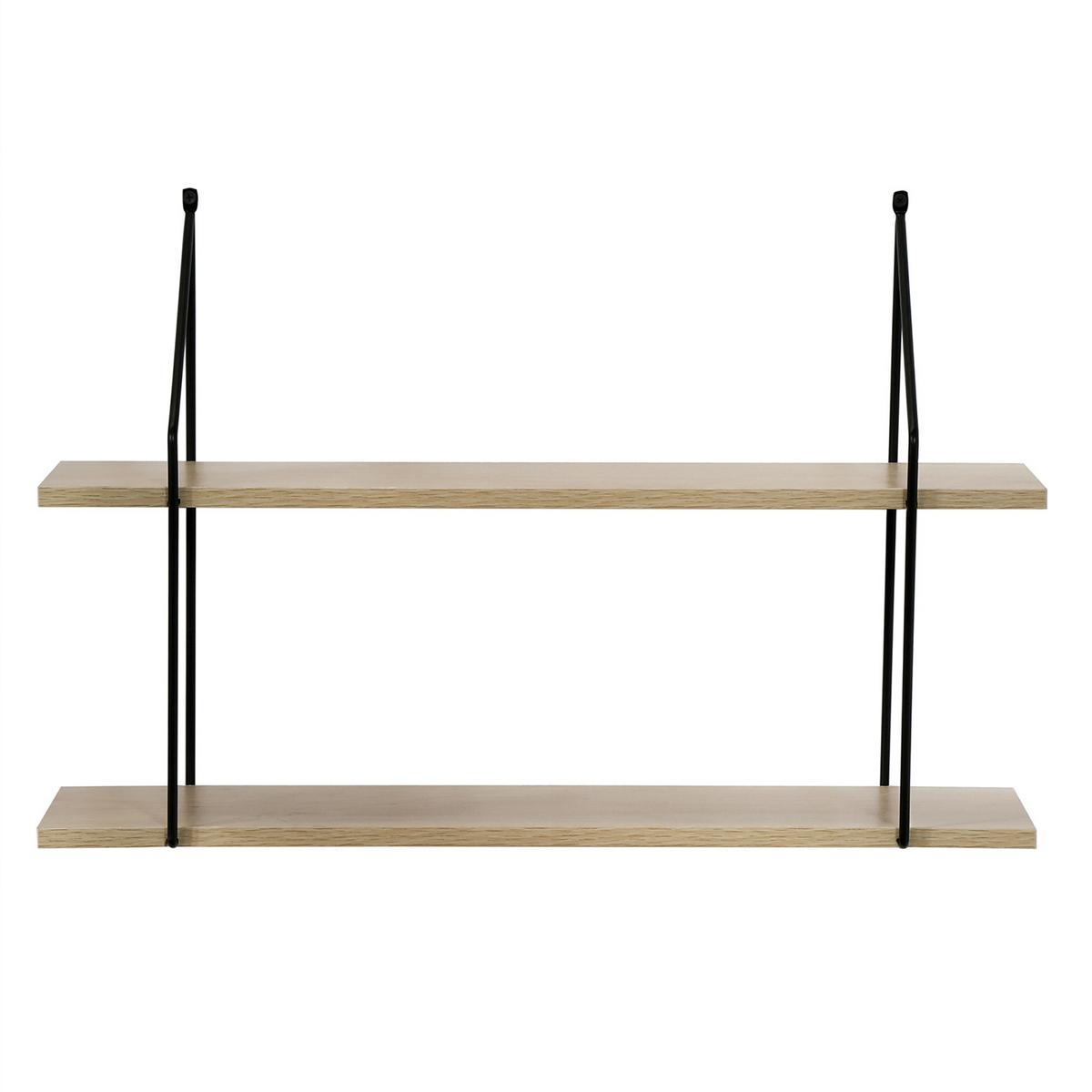 ZWEISTÖCKIGES Wandregal im Holzdekor L60 cm - Eichefarben, Holzwerkstoff (15/40/4cm) - Calicosy