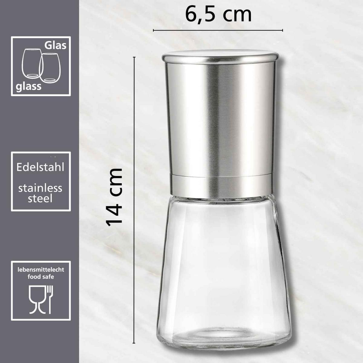 GEWÜRZMÜHLENSET Basic transparent-silber 12-tlg. - Transparent/Silberfarben, Glas/Metall (7/15/14cm) - Ritzenhoff Breker