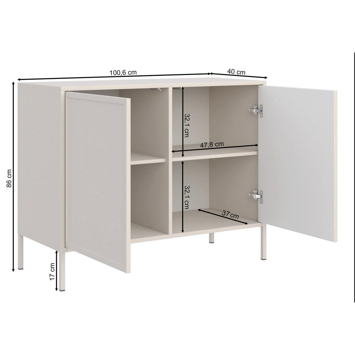 SIDEBOARD Velveto Kaschmir 100 cm - Kaschmir, Holzwerkstoff/Metall (100/86/40cm) - Selsey