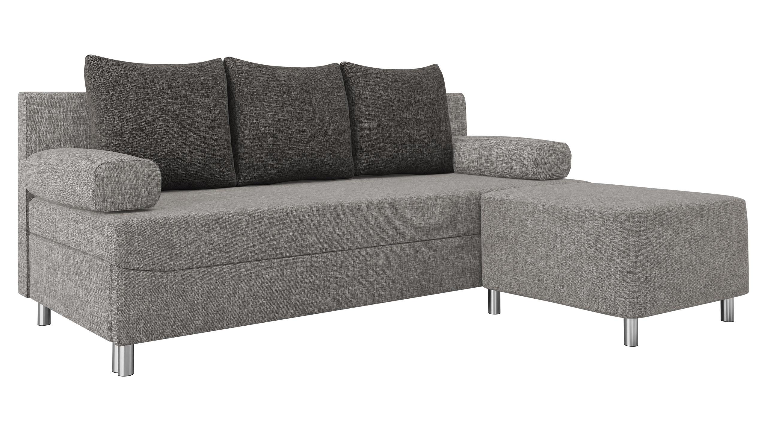 SCHLAFSOFA Dover mit Polsterhocker - Chromfarben/Grau, Holz/Kunststoff (192/86/80cm) - MIRJAN24
