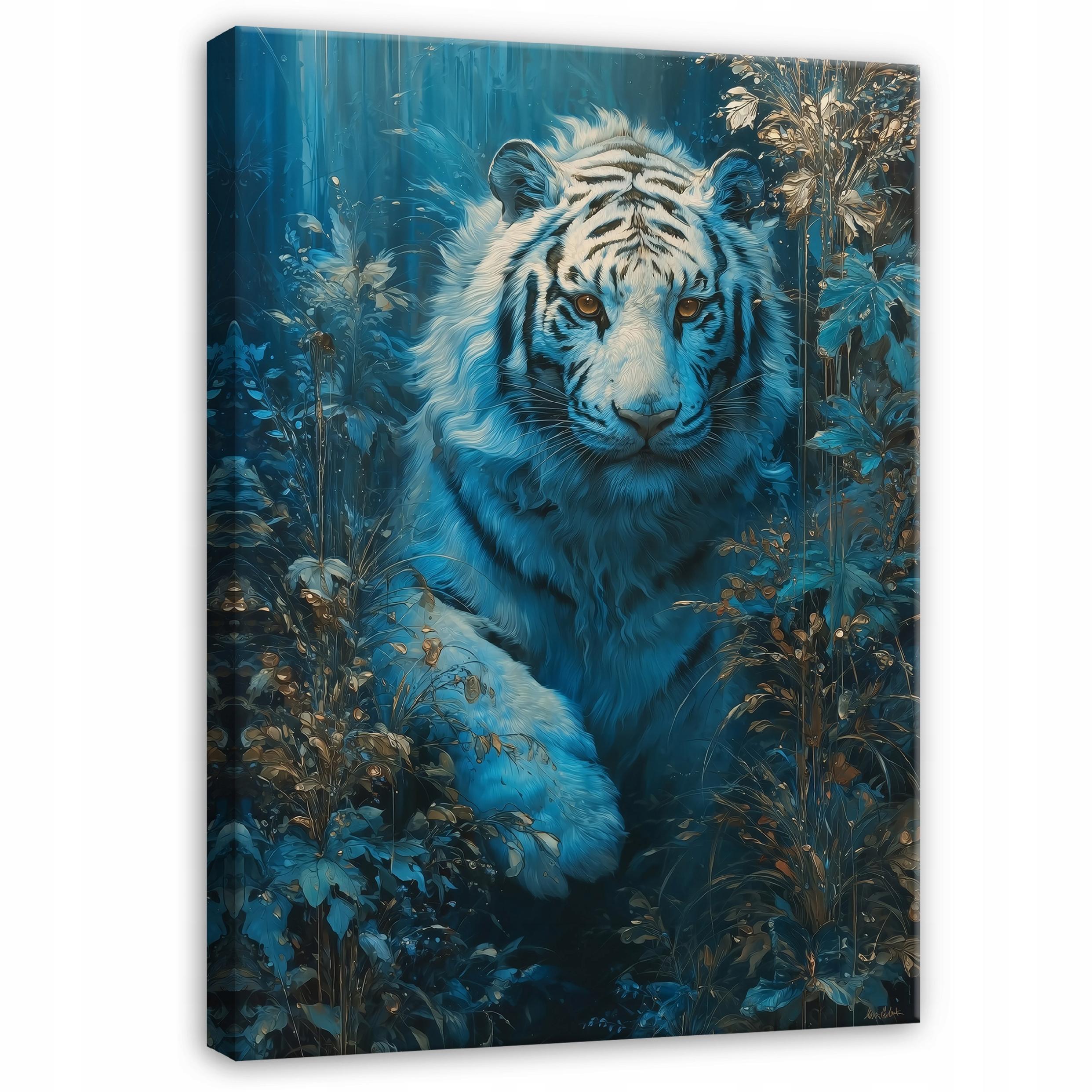 LEINWANDBILD Tiger Tiere Blau 70x100 cm - Multicolor, Holzwerkstoff (70/100cm) - Wallarena