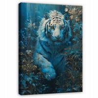 LEINWANDBILD Tiger Tiere Blau 70x100 cm - Multicolor, Holzwerkstoff (70/100cm) - Wallarena