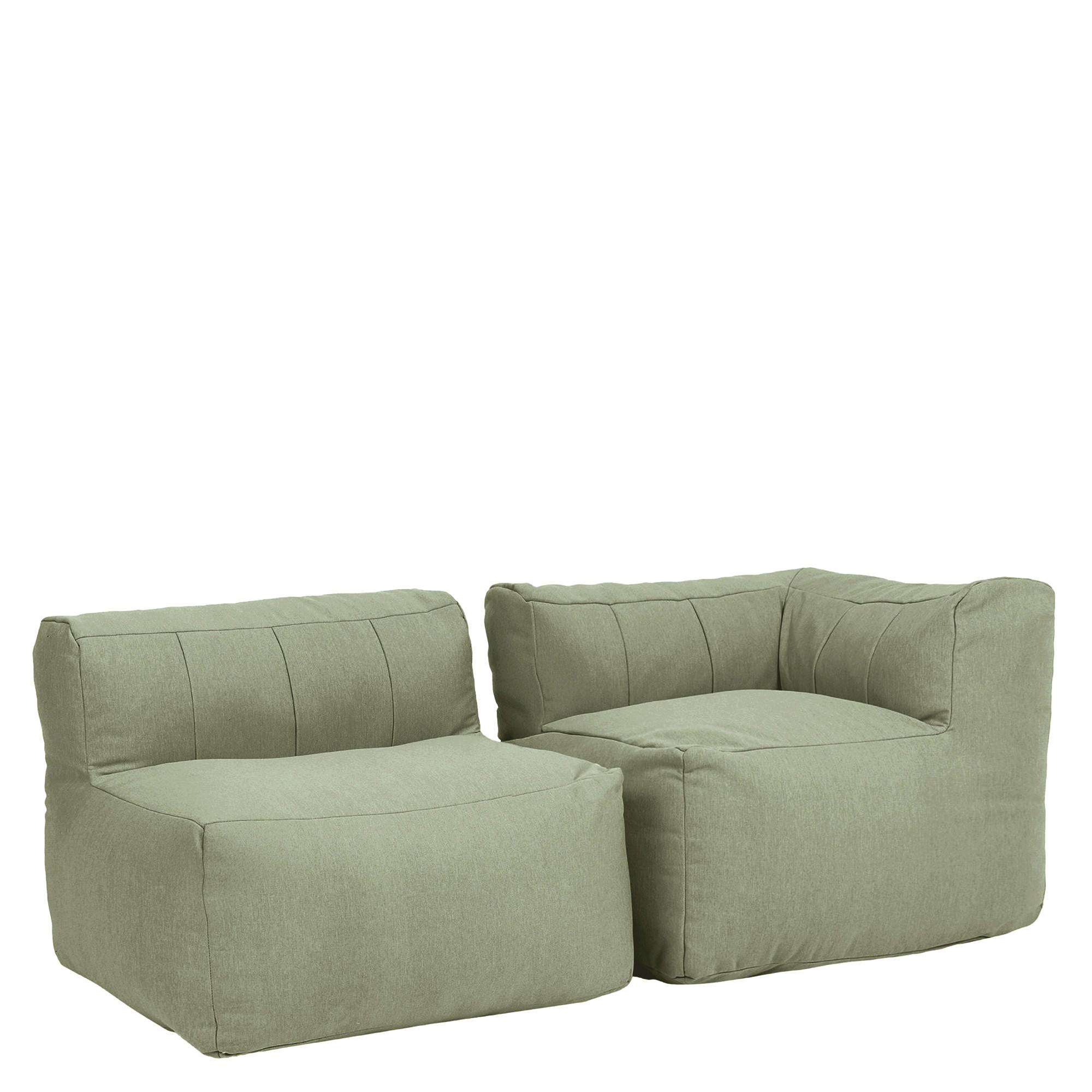 SITZSACK-SOFA Outdoor 2-tlg.: Ecksessel, Sessel - Grün, Textil (195/68/100cm) - icon