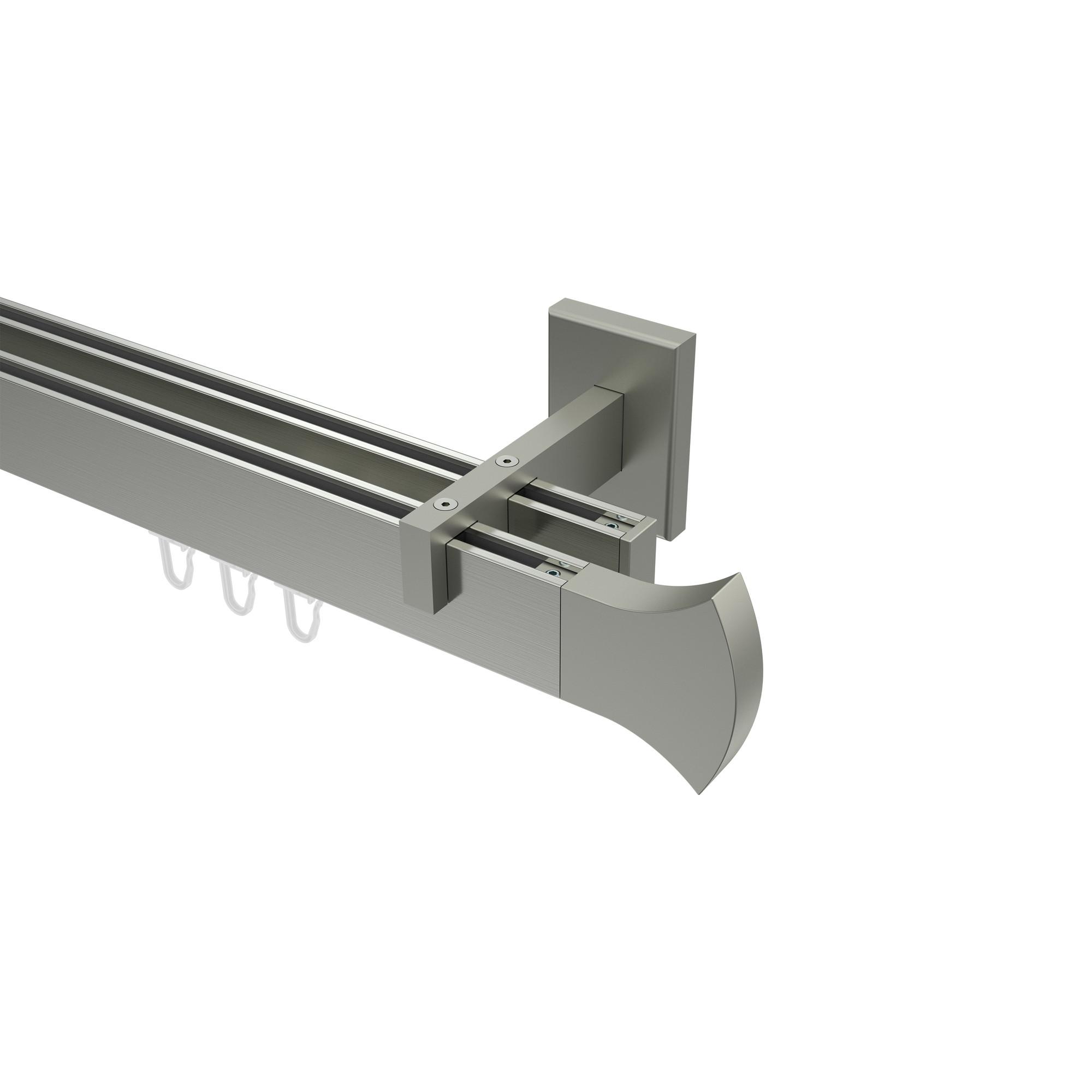GARDINENSTANGE INNENLAUF Smartline Conex 280 cm (geteilt in 2 x 140 cm), 2-läufig, 14x35 mm Edelstahl-Optik - Edelstahlfarben, Metall (280cm) - INTERDECO