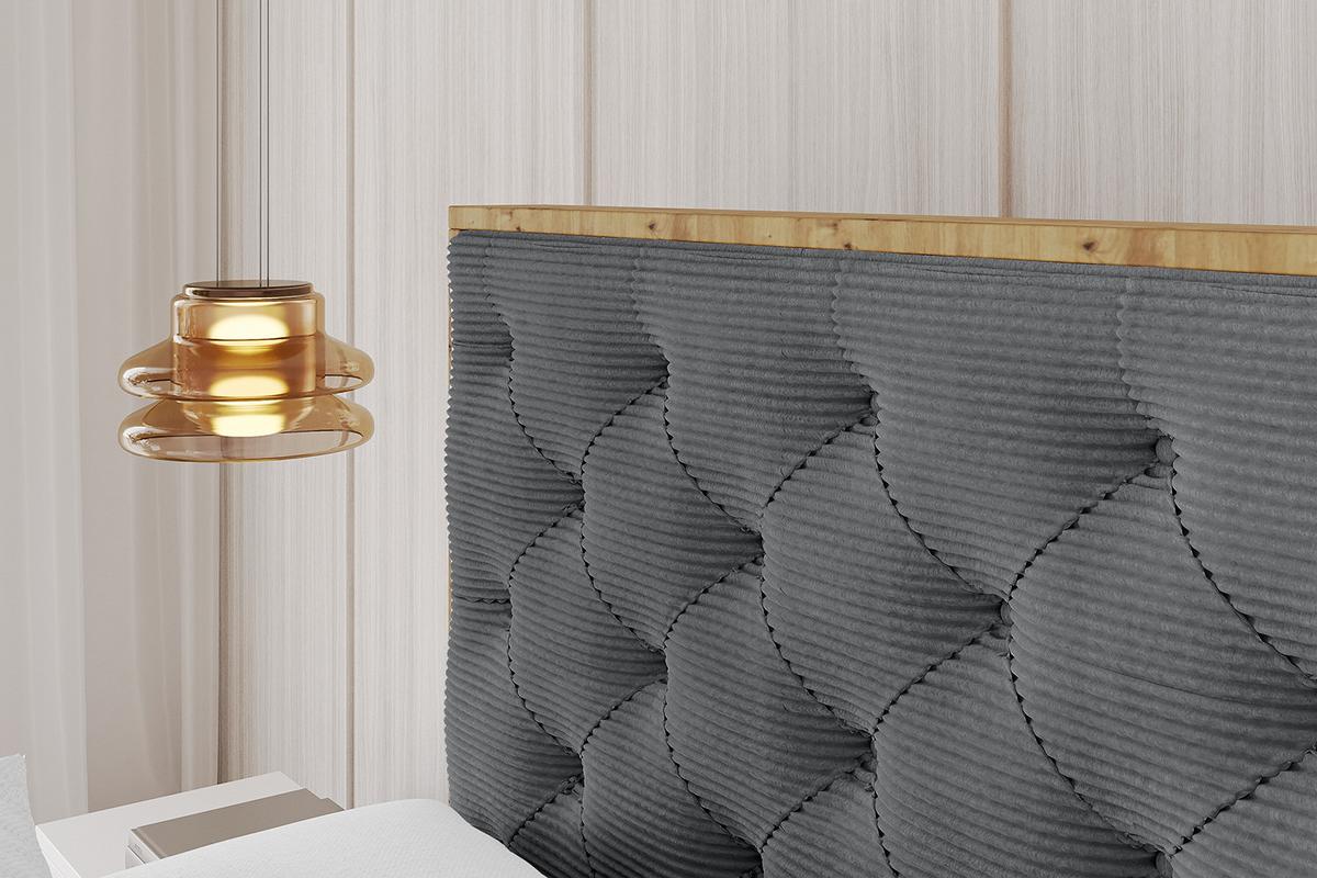 POLSTERBETT mit Bettkasten, Fußteil und Lattenrost, Boxbett mit Matratze H3/H4 - ENZO3-Z 180x200 Dunkelgrau - Anthrazit, Holzwerkstoff/Textil (180/200cm) - ALTDECOR