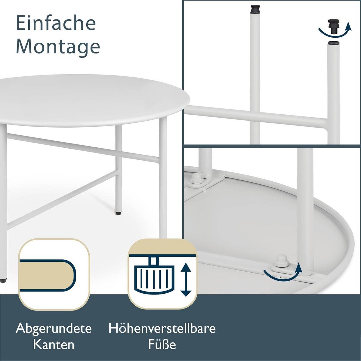 BEISTELLTISCH Finn 44/46 cm und 53/36 cm Weiß (2tlg) - Weiß, Metall (0.1/53/36cm) - BoMoe