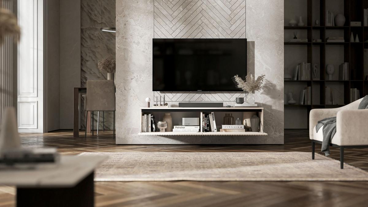TV-SCHRANK Selene Kaschmir matt Glamour 140 cm - Kaschmir, Holzwerkstoff (140/30/35cm) - Meble Lindner