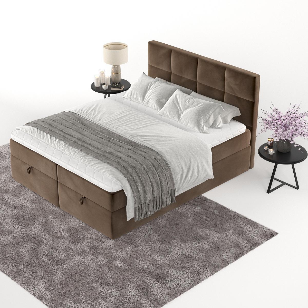 BOXBETT Velto 160/200 cm Braun im Kronos Stoff - Schwarz/Braun, Holz/Holzwerkstoff (160/200cm) - AltaBeds