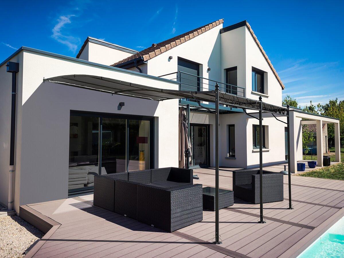 PERGOLA - MARKISE pergola tonnelle adossée en métal - 3 x 4 m - gris Grau - Grau, Metall (300/250/396cm) - Habitat Garten