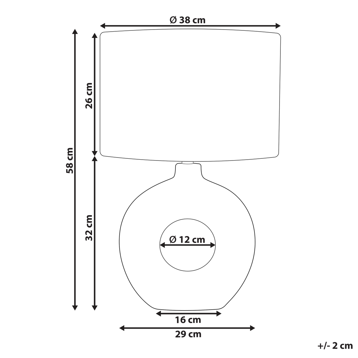 TISCHLAMPE Venta 38/38/58 cm - Weiß, Keramik (38/38/58cm) - Beliani