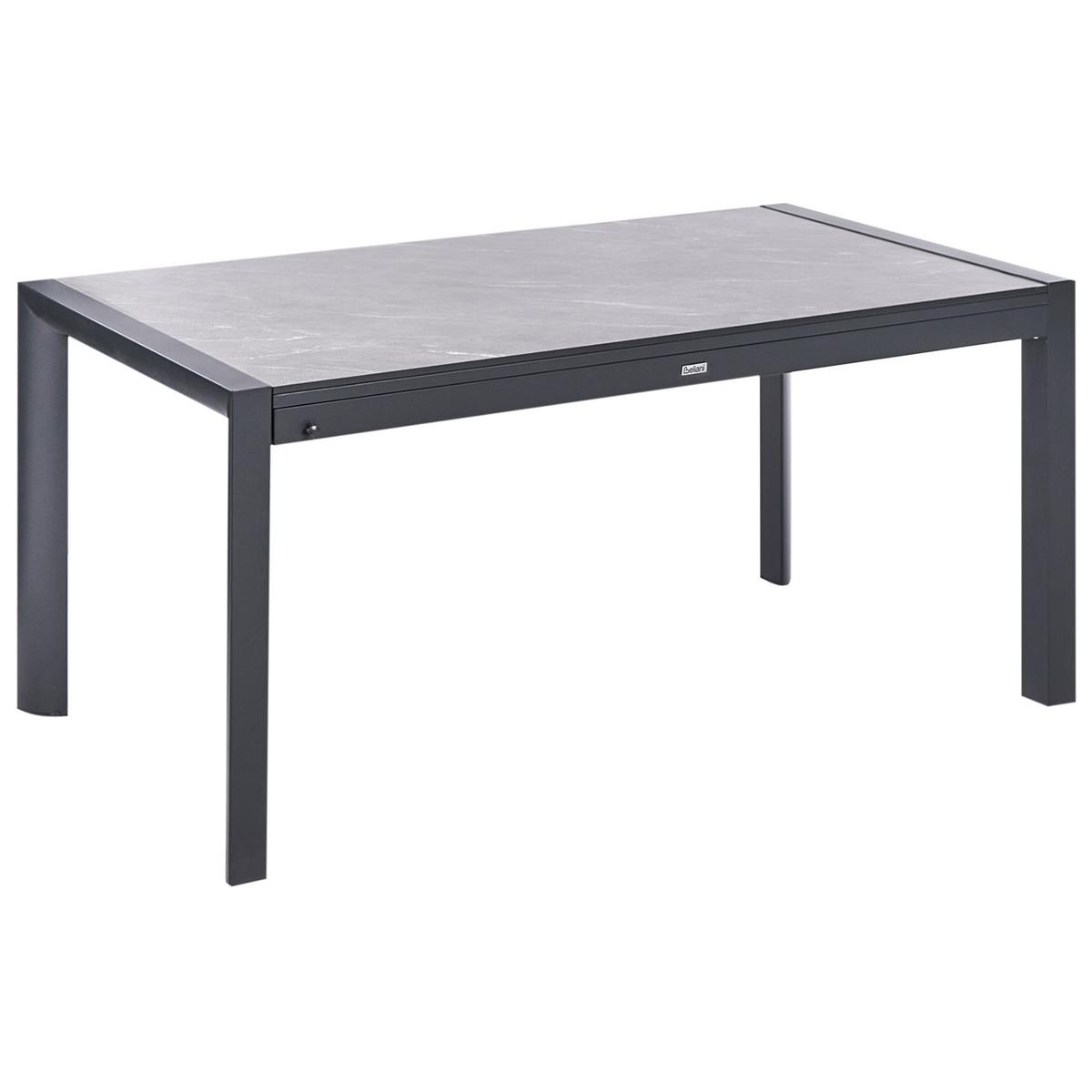 AUSZIEHBARER-GARTENTISCH 160/220 cm 90 cm Grau Binasco - Schwarz/Grau, Metall (160/90/75cm) - Beliani