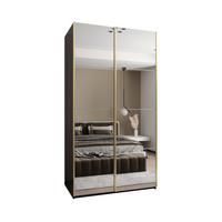 SCHWEBETÜRENSCHRANK 245,5/130/64 2-türig - Goldfarben/Schwarz, Holz/Metall (130/245/64cm) - Abiks Möbel