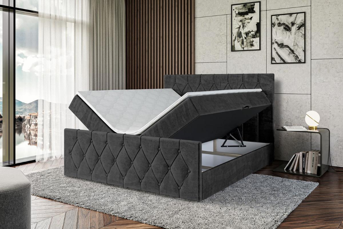 BOXBETT VELANTO-Z - 140 x 200 - H3 - Schwarz - Schwarz, Holzwerkstoff (140/200cm) - ALTDECOR