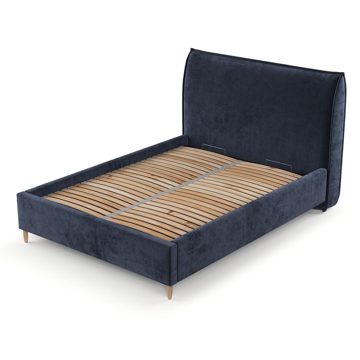 POLSTERBETT Mira 140/200 cm Marineblau im Lotta Stoff - Naturfarben/Dunkelblau, Holz/Holzwerkstoff (140/200cm) - AltaBeds