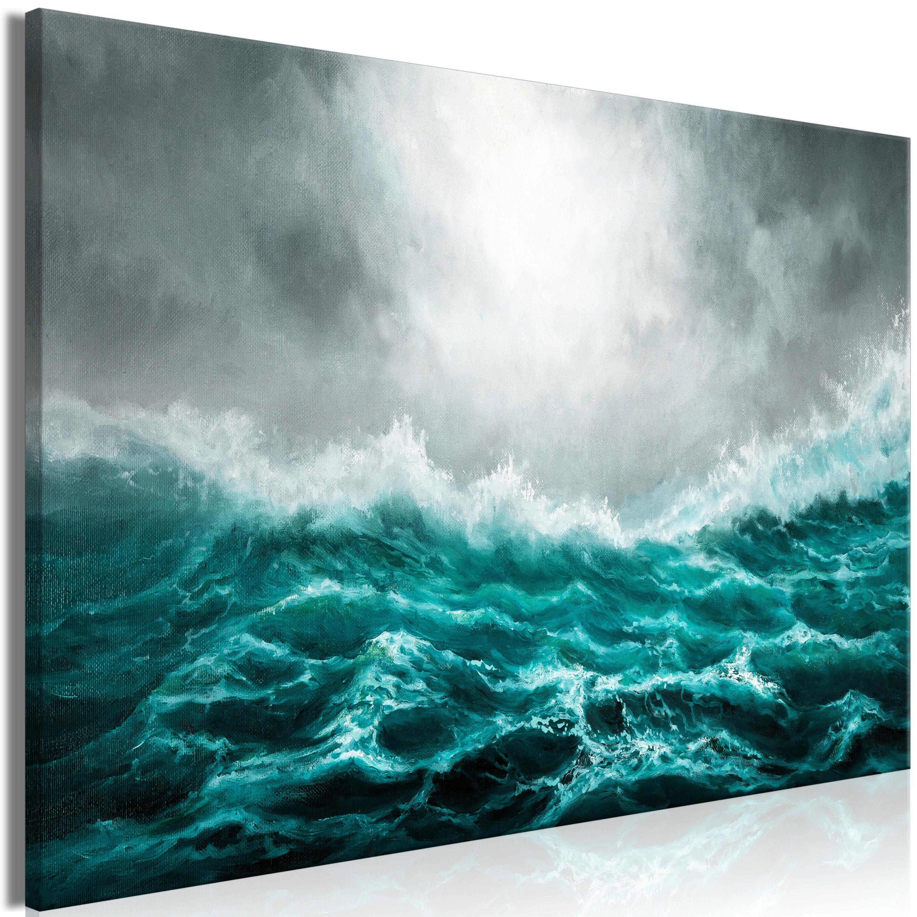 KUNSTDRUCK Grün 90/60 cm - Grau/Grün, Textil (90/60cm) - KUNSTLOFT