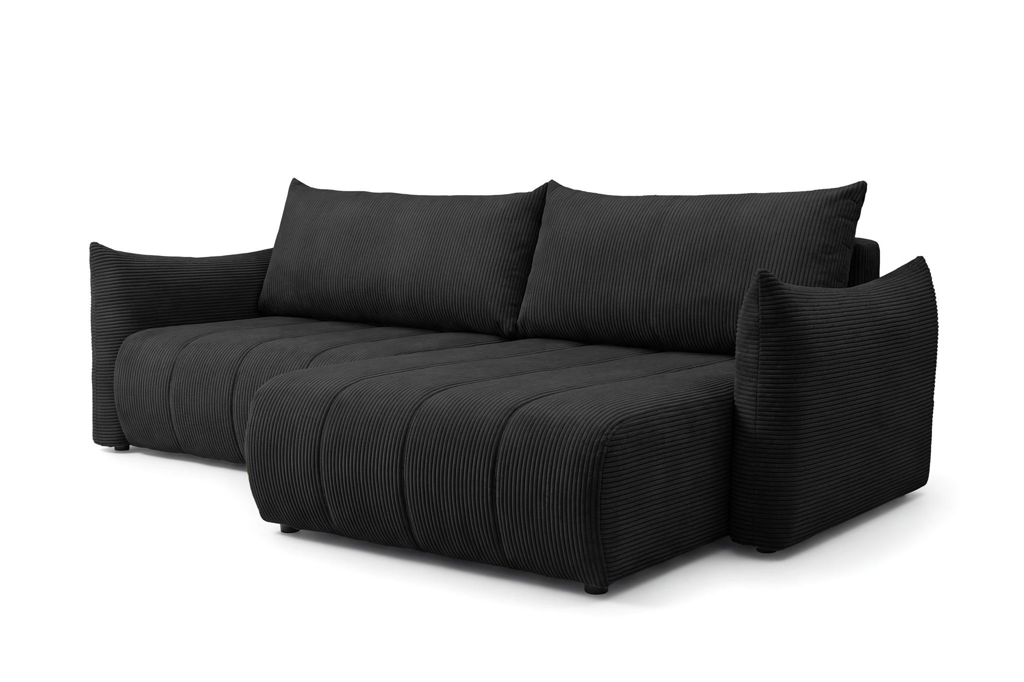 ECKSOFA Ontario Mit Schlaffunktion - Schwarz, Holzwerkstoff/Textil (260/154cm) - Fun Möbel