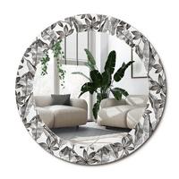 SPIEGEL Rund Ø 60 cm mit Aufdruck - Schwarz, Glas (60/60/0.4cm) - Wallfluent