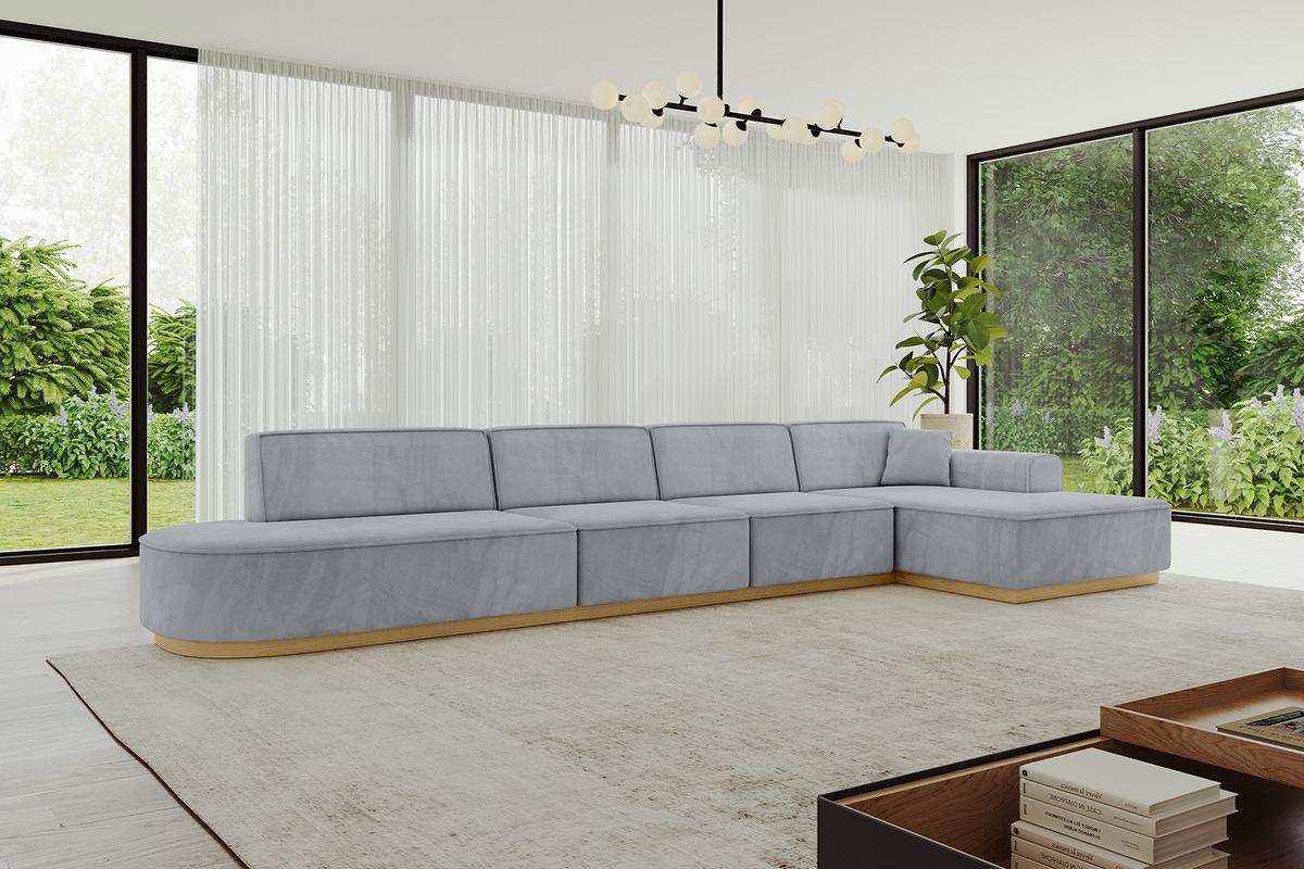 ECKSOFA Ottomane Rechts IREA-L3-v2 - 412x165x80 cm Grau - Titanfarben, Holzwerkstoff/Textil (412/165cm) - ALTDECOR