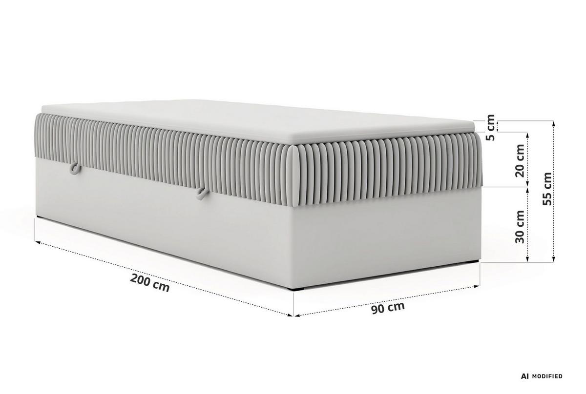 BOXBETT NORDIC ZERO 90/200 - Hellbraun Cord - Topper Visco - H3 - Hellbraun/Schwarz, Kunststoff/Textil (90/200cm) - MKS