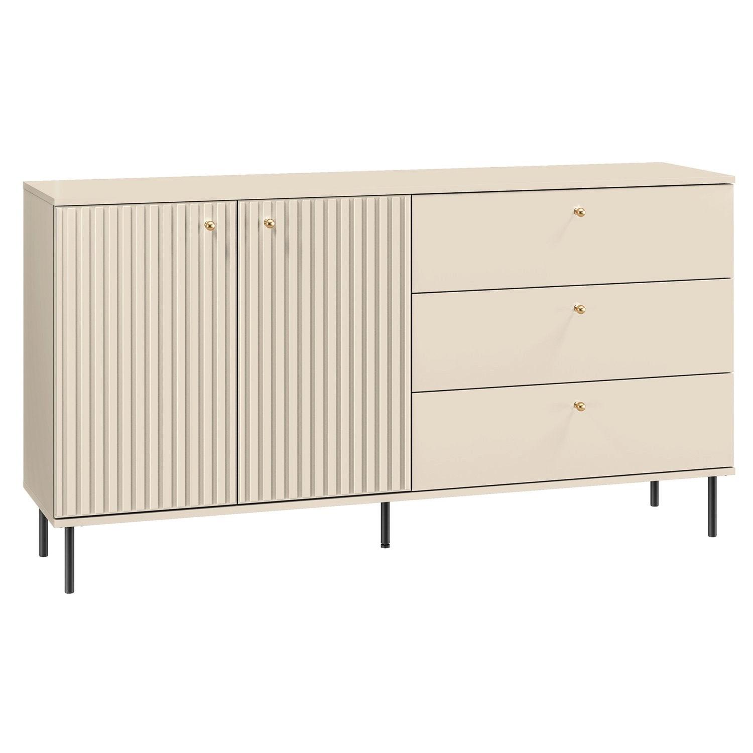 SIDEBOARD CALETTO Beige 160 cm - Beige/Goldfarben, Holzwerkstoff/Metall (160/84.8/40cm) - Selsey