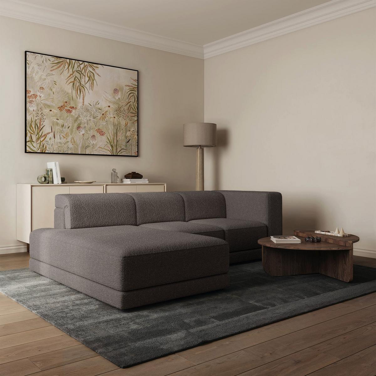 ECKSOFA Novals L-Form, 4-Sitzer, links 278 cm - Schwarz/Braun, Holz/Kunststoff (278/168cm) - Selsey