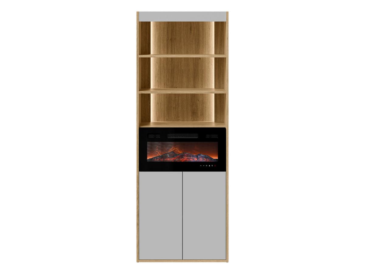 STANDREGAL Fiore EF 60 2D mit Kamin - Eichefarben/Schwarz, Holzwerkstoff/Kunststoff (64/176/39cm) - MIRJAN24