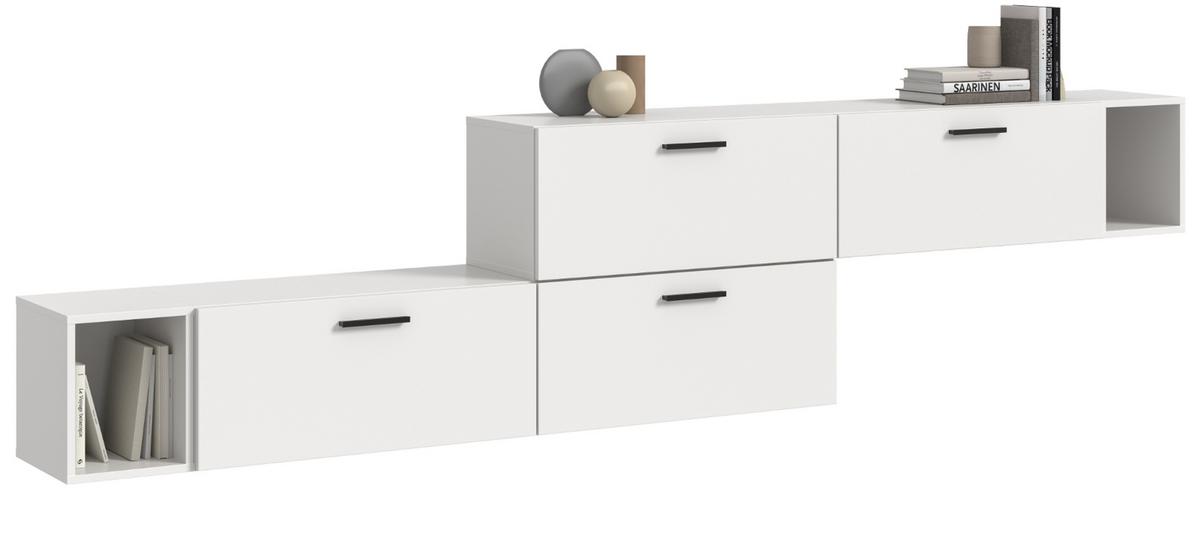 SIDEBOARD weiß 277 cm, Kommode mit Soft-Close - Schwarz/Weiß, Holzwerkstoff/Kunststoff (277/65/34cm) - Inn.Furn