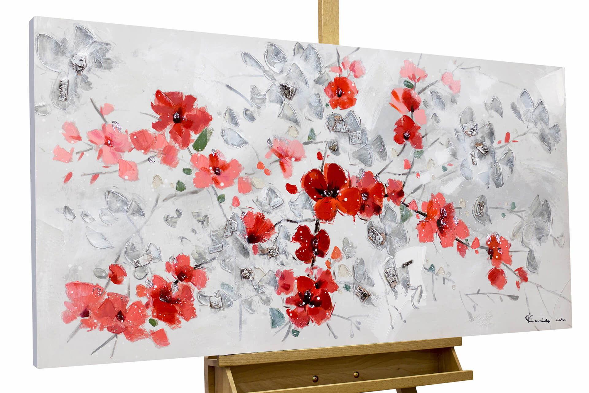 ACRYLBILD HANDGEMALT 120/60 cm - Rot, Holz/Textil (120/60cm) - KUNSTLOFT
