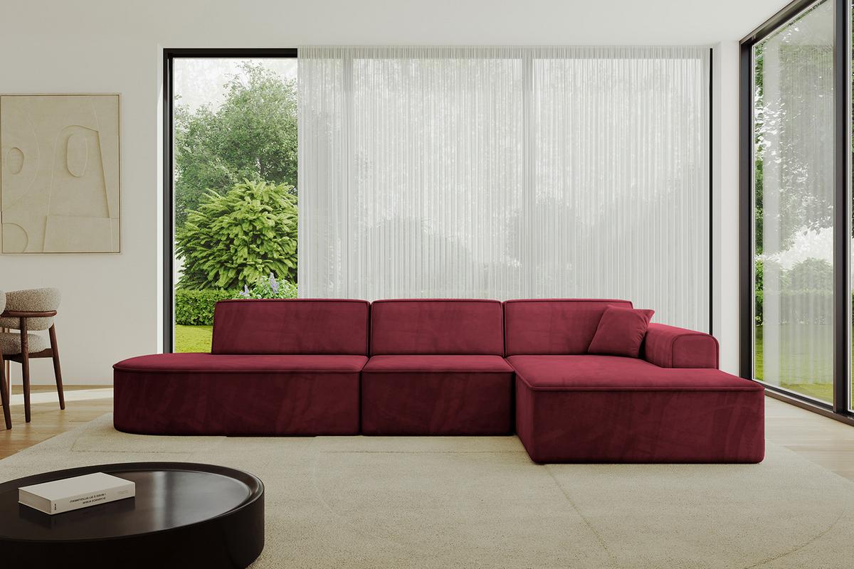 ECKSOFA Ottomane Rechts IREA-L2-v3 - 327x165x77 cm Bordeauxrot - Bordeaux, Holzwerkstoff/Textil (327/165cm) - ALTDECOR