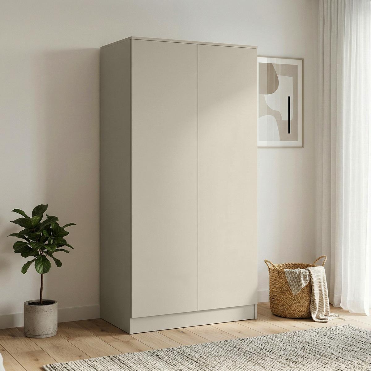 DREHTÜRENSCHRANK Look mit 2 Türen, 90 cm, Kaschmir - Kaschmir, Holzwerkstoff (90/180/50cm) - Beautysofa