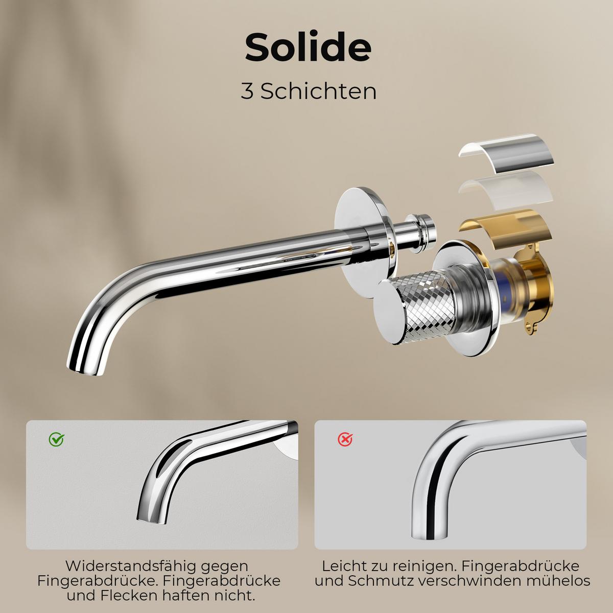 WASCHTISCHARMATUR Unterputz Chrom 28,1/14/6,5 cm - Chromfarben, Metall (14/28.1/6.5cm) - EMKE