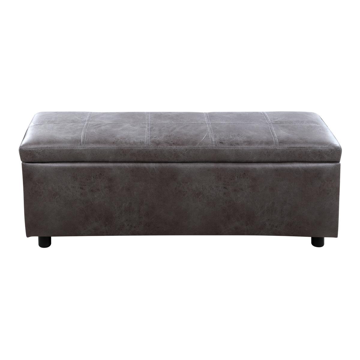 TRUHENBANK Bukit - Grau, Holz/Kunststoff (118/43/37cm) - [en.casa]