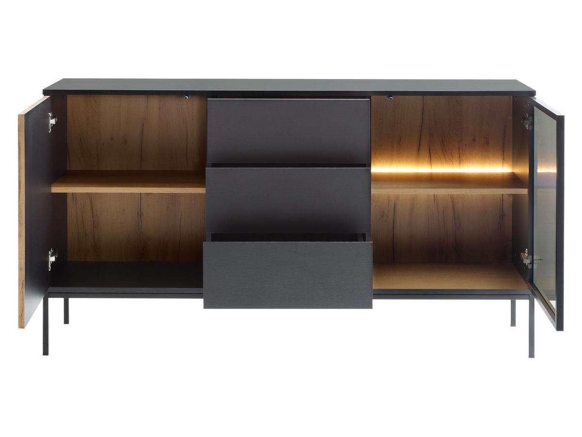 SIDEBOARD Sento KSZ154 - Eiche Wotan/Schwarz, Holzwerkstoff/Metall (154/83/39cm) - MIRJAN24