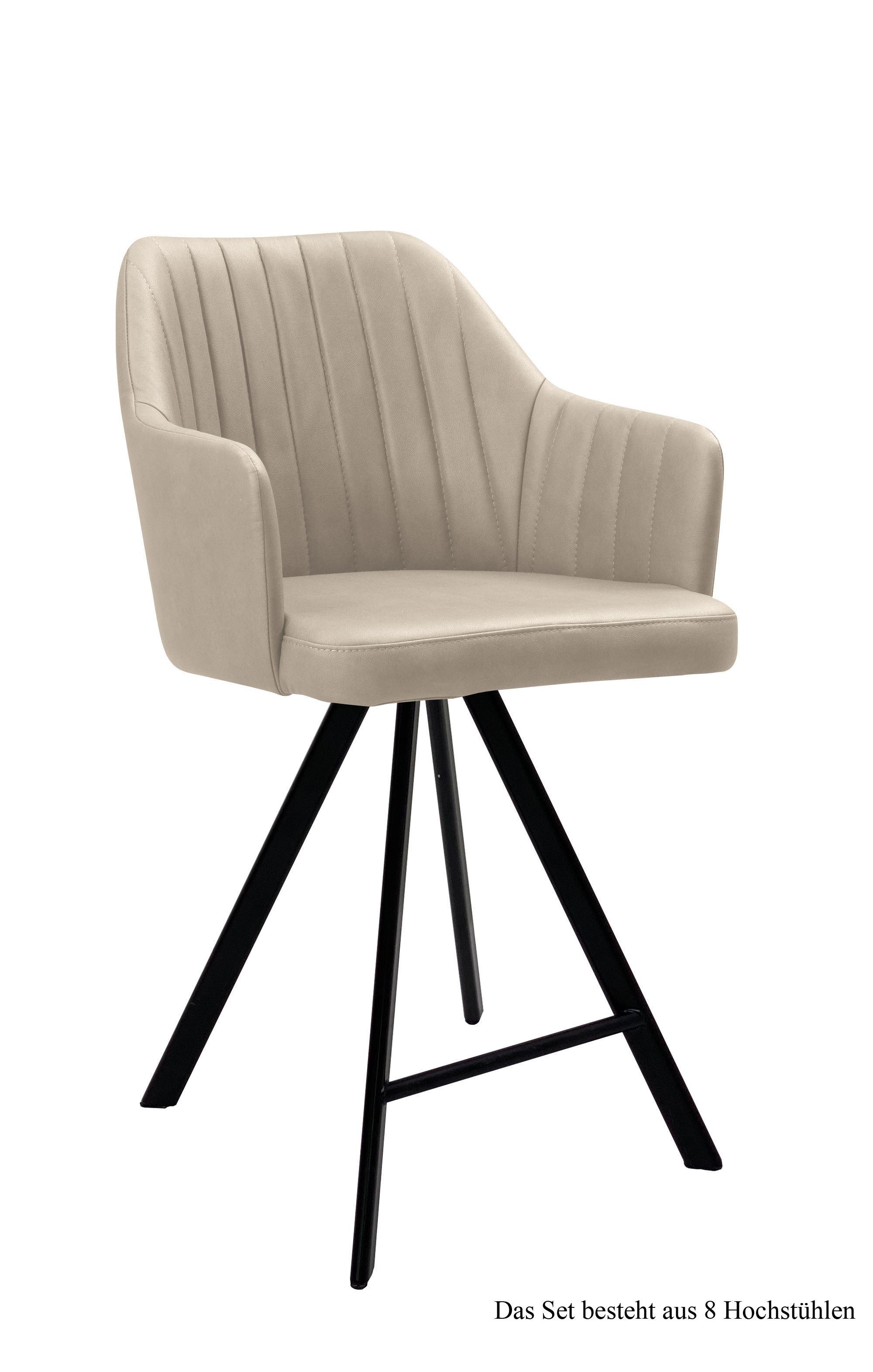 THEKENSTUHL drehbar (8er-Set) Diannne 58x98x60 Schwarz/Natur - Schwarz/Naturfarben, Kunststoff (60/98/58cm) - 58aufmkessel