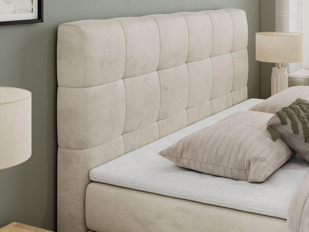 BOXSPRINGBETT LUKA KING 180/200 Beige Velvet - H3 - Beige, Holz/Textil (180/200cm) - MKS