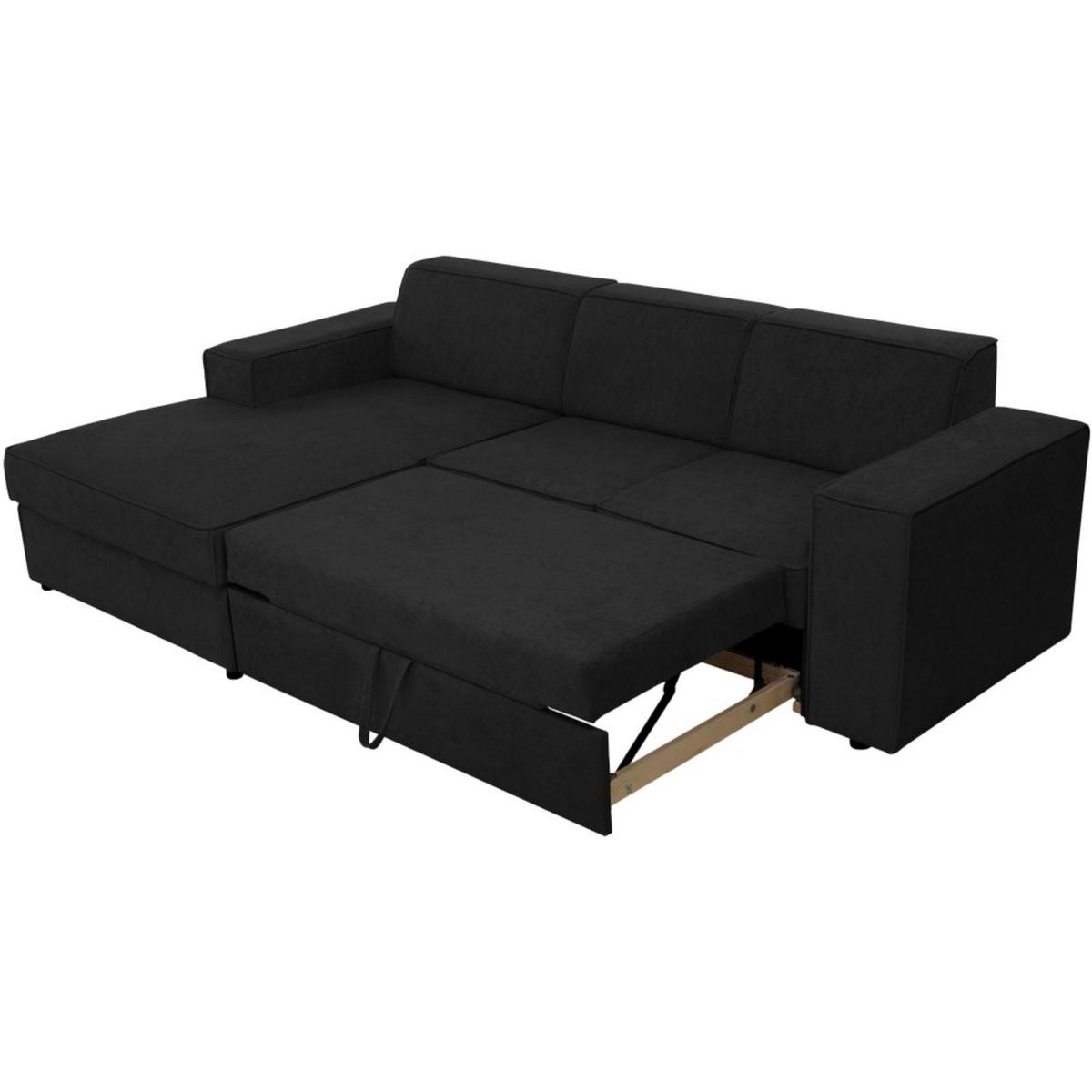 ECKSCHLAFSOFA mit Schlaffunktion Pedro L schwarz links - Schwarz, Kunststoff/Textil (267/160cm) - Beautysofa