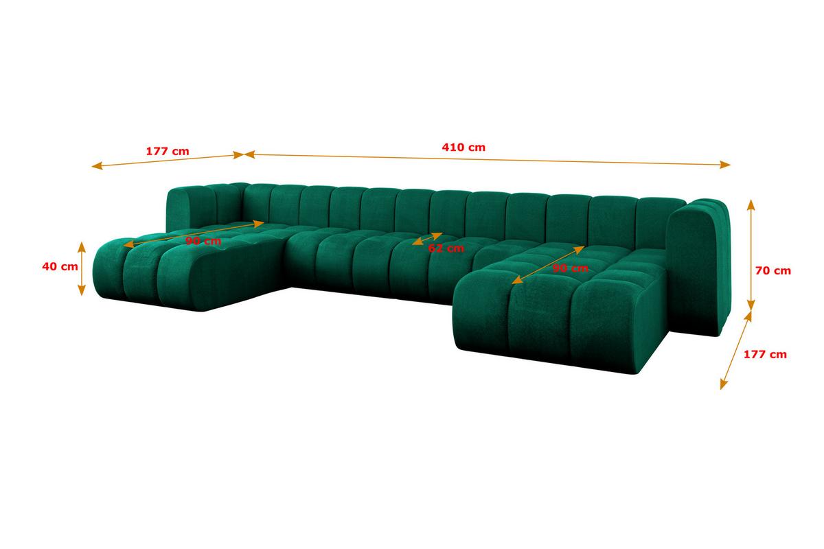 WOHNLANDSCHAFT modulares Sofa Joren-U2 - 410x177x70 cm Grün - Dunkelgrün, Holzwerkstoff/Textil (410/70/177cm) - ALTDECOR