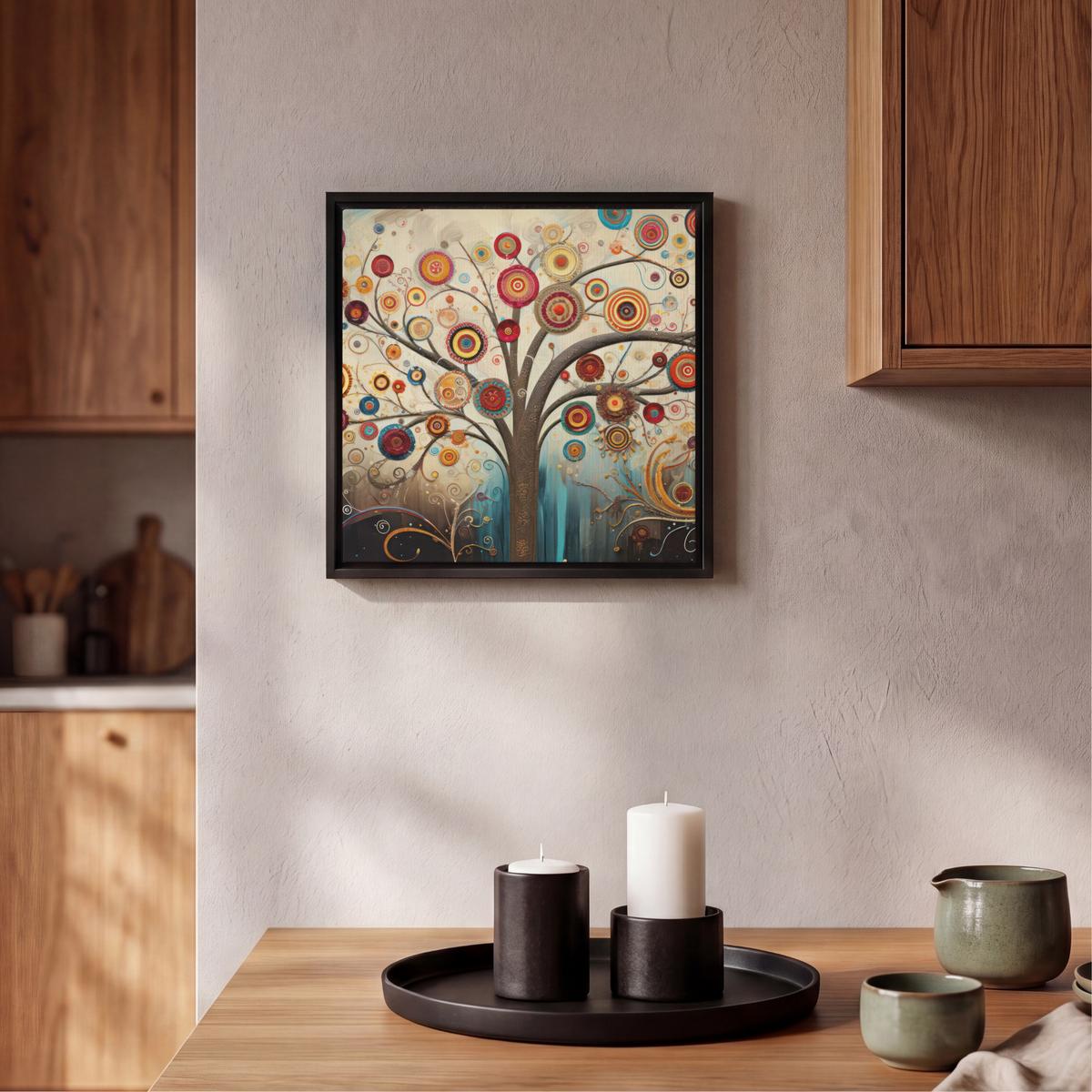 LEINWAND Bilder mit Rahmen - Baum - Baum des Lebens - Farbe - 20x20 - Braun, Textil (20/20cm) - MuchoWow