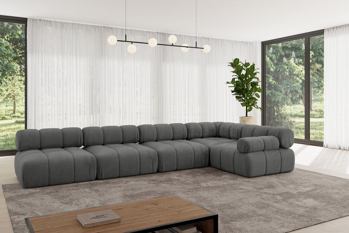 ECKSOFA modulares Sofa Mende-L3 - 380x190x70 cm Dunkelgrau Velours - Dunkelgrau, Holzwerkstoff/Textil (380/190cm) - ALTDECOR