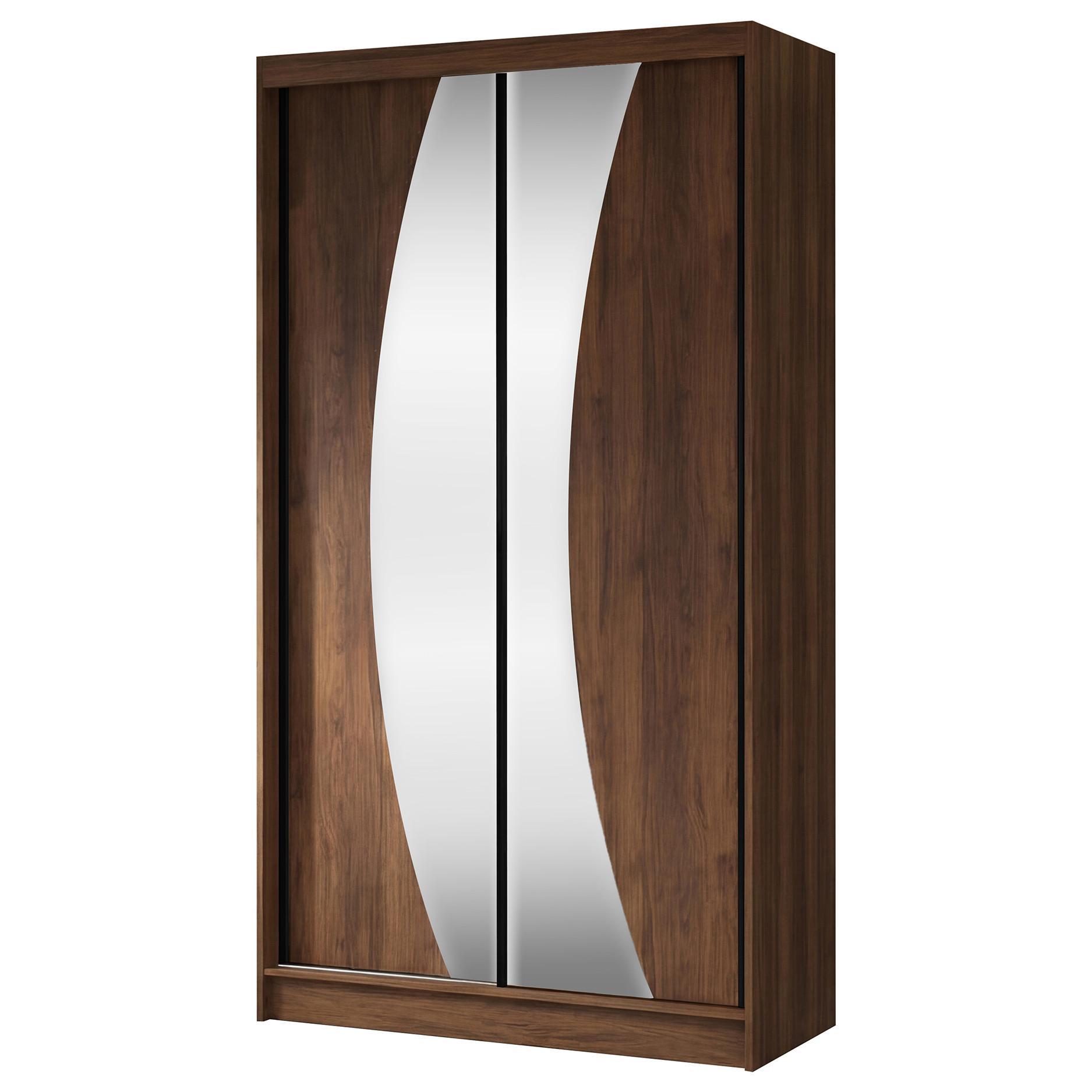 SCHWEBETÜRENSCHRANK Vox II mit Schubladen und Spiegel 120/216/61 Walnuss - Walnussfarben, Holzwerkstoff (120/216/61cm) - Beautysofa