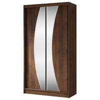 SCHWEBETÜRENSCHRANK Vox II mit Schubladen und Spiegel 120/216/61 Walnuss - Walnussfarben, Holzwerkstoff (120/216/61cm) - Beautysofa