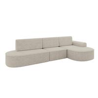 ECKSOFA mit Schlaffunktion Ottomane RECHTS MARI L2-S 368X167X85 Beige Velours - Ecru/Schwarz, Holzwerkstoff/Kunststoff (167/368cm) - ALTDECOR