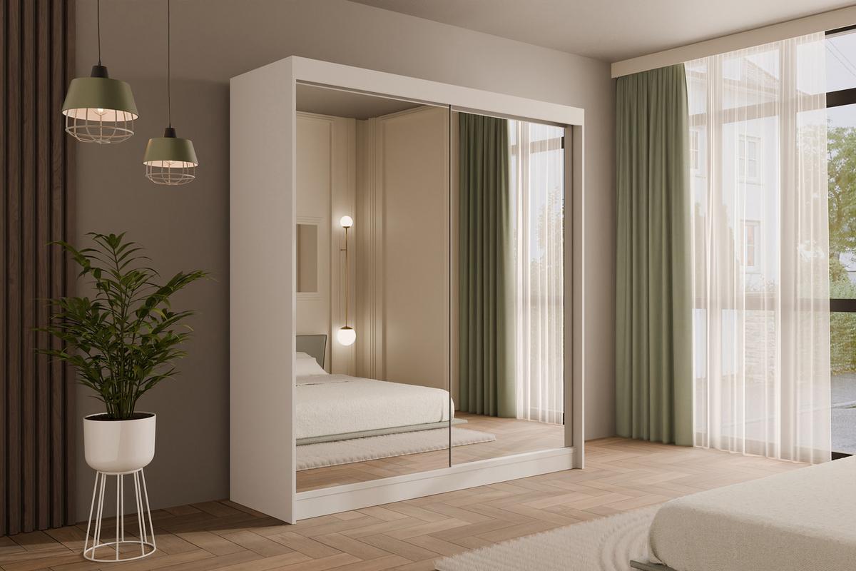 KLEIDERSCHRANK AMOHA - 200 cm - Weiß - Weiß, Holzwerkstoff (200/215/61cm) - ALTDECOR
